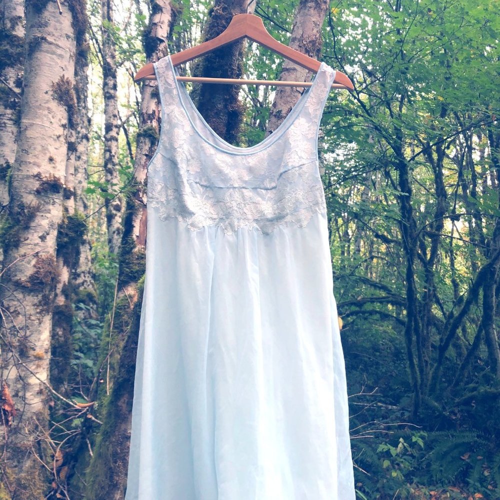 Blue silk nightgown
